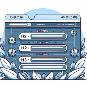 A simplified website interface with highlighted H2 and H3 tags, showing how they enhance user experience and site navigation. The background is clean and user-friendly.